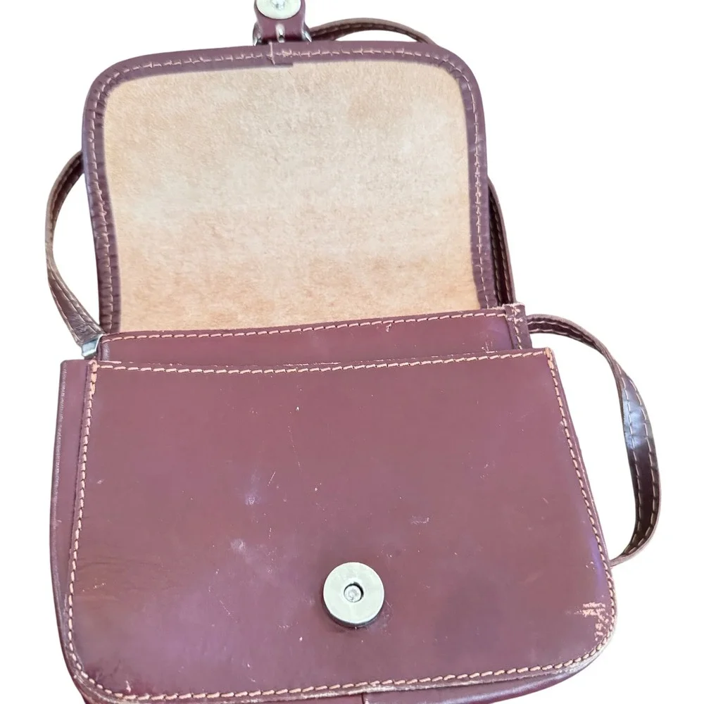 Vera Pelle Italy Raw Leather Sm‎ Crossbody structured 6.5x5.5 x2.5 preloved